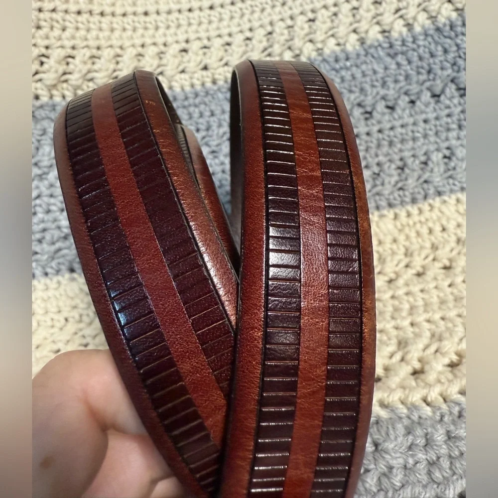 Two Tone Leather in Leather Mezlan Textured  Mens Belt 41